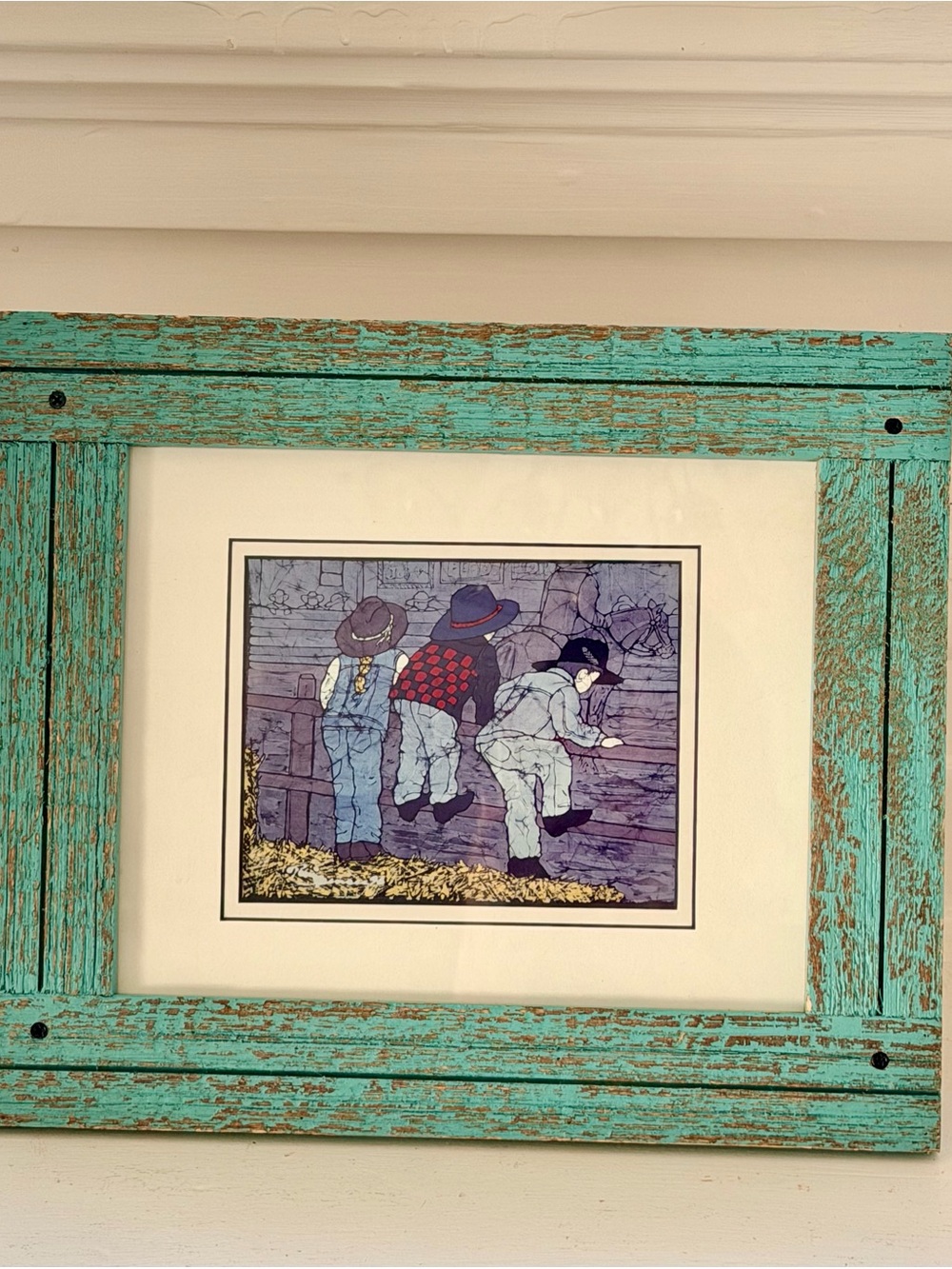 Turquoise Rustic Wood Framed Home Art Print by PNW Artist Toni Spencer